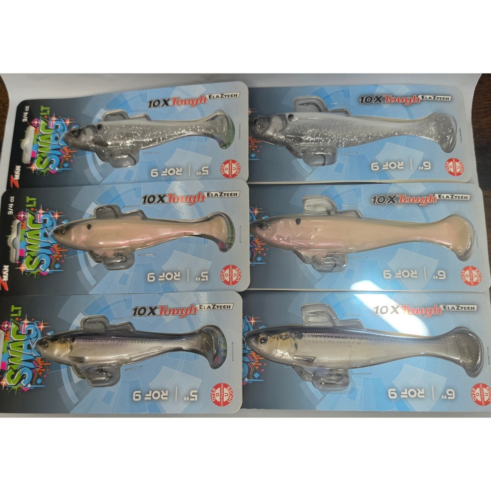 Z-Man Swag LT Swimbait Lot if 6 in 5in & 6in Multi Color 6pk ElaZtech Lures